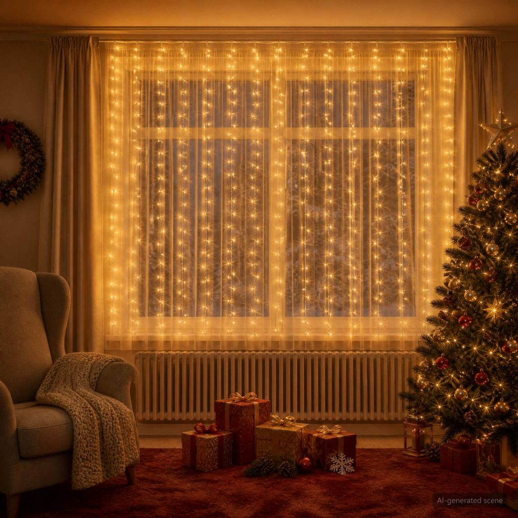 Valoverho Läpinäkyvä 600 x 200 cm Polyvinyylikloridi 400 LEDiä