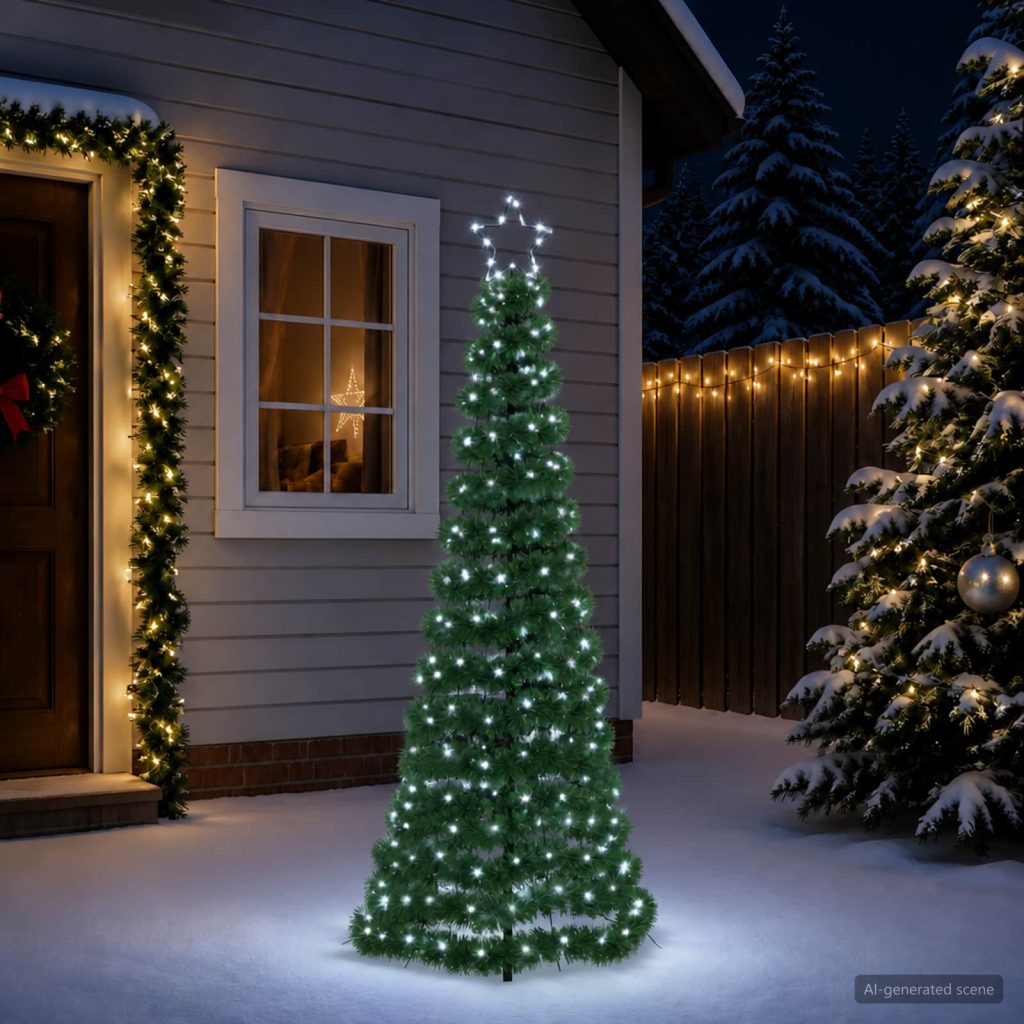 Kimalteleva LED-joulukuusi maapiikillä EKENAS 180 cm 220 LEDiä