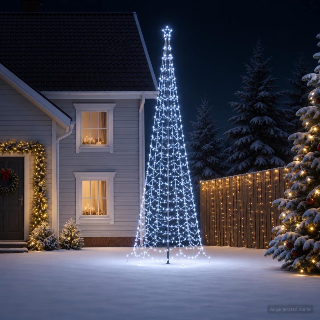 Spiraalinmuotoinen led-joulukuusi maapiikillä EKENAS 400 cm