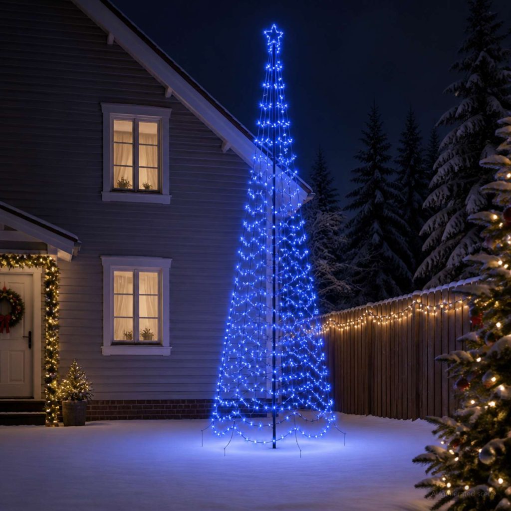 Spiraalinmuotoinen led-joulukuusi maapiikillä EKENAS 400 cm