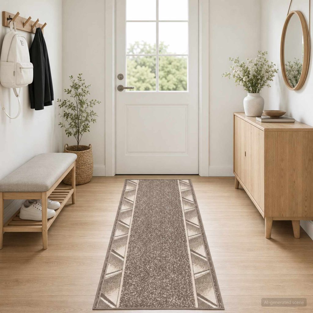 Räystäskynnysmatto FLORNES Kudottu Taupe Zigzag 67 x 250 cm PP