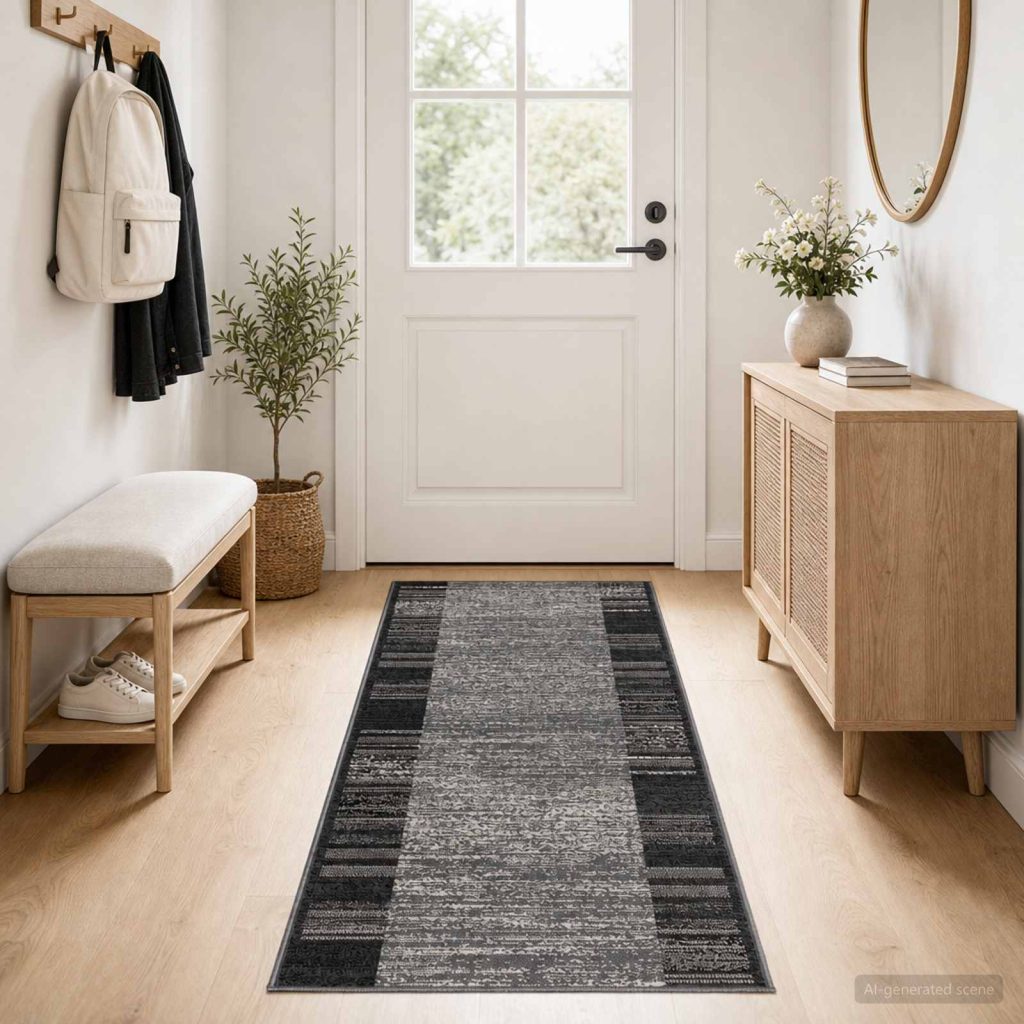 Räystäskynnysmatto FLORNES Kudottu Harmaa Raidat 67 x 200 cm PP