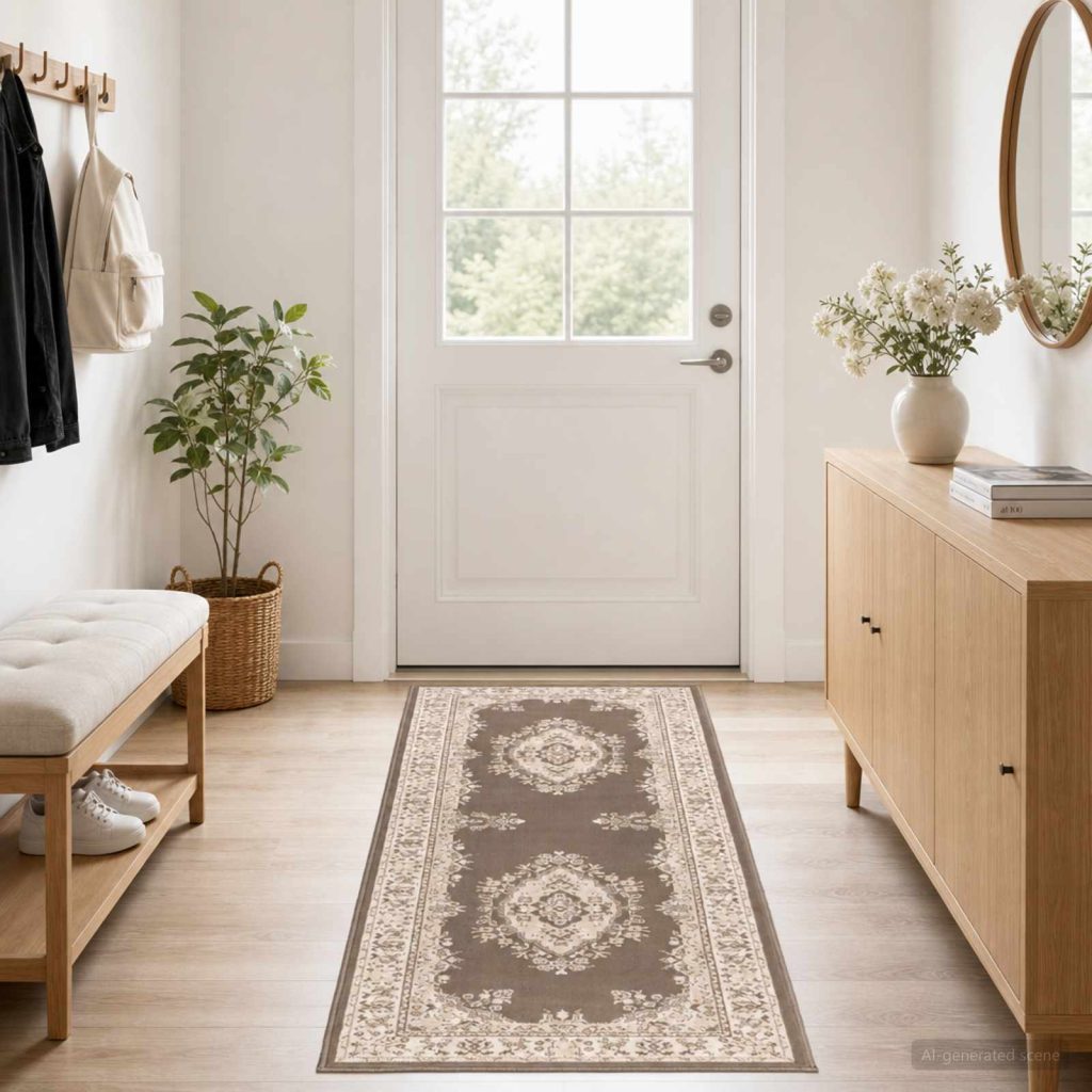 Räystäskynnysmatto FLORNES Kudottu Taupe-kuvio 80 x 400 cm PP