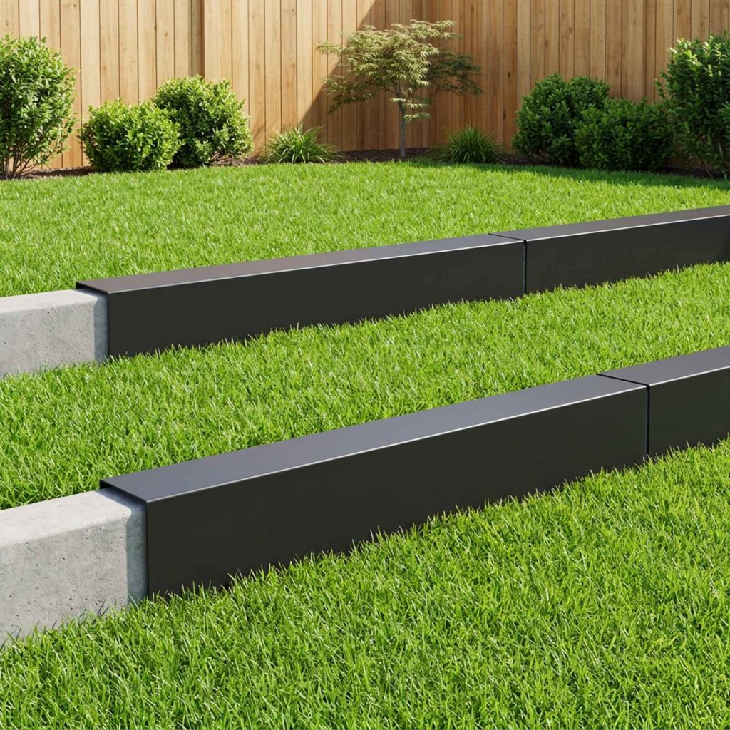 Puutarhan reunusprofiili 10 kpl 100 x 20 x 15 cm Teräs Musta