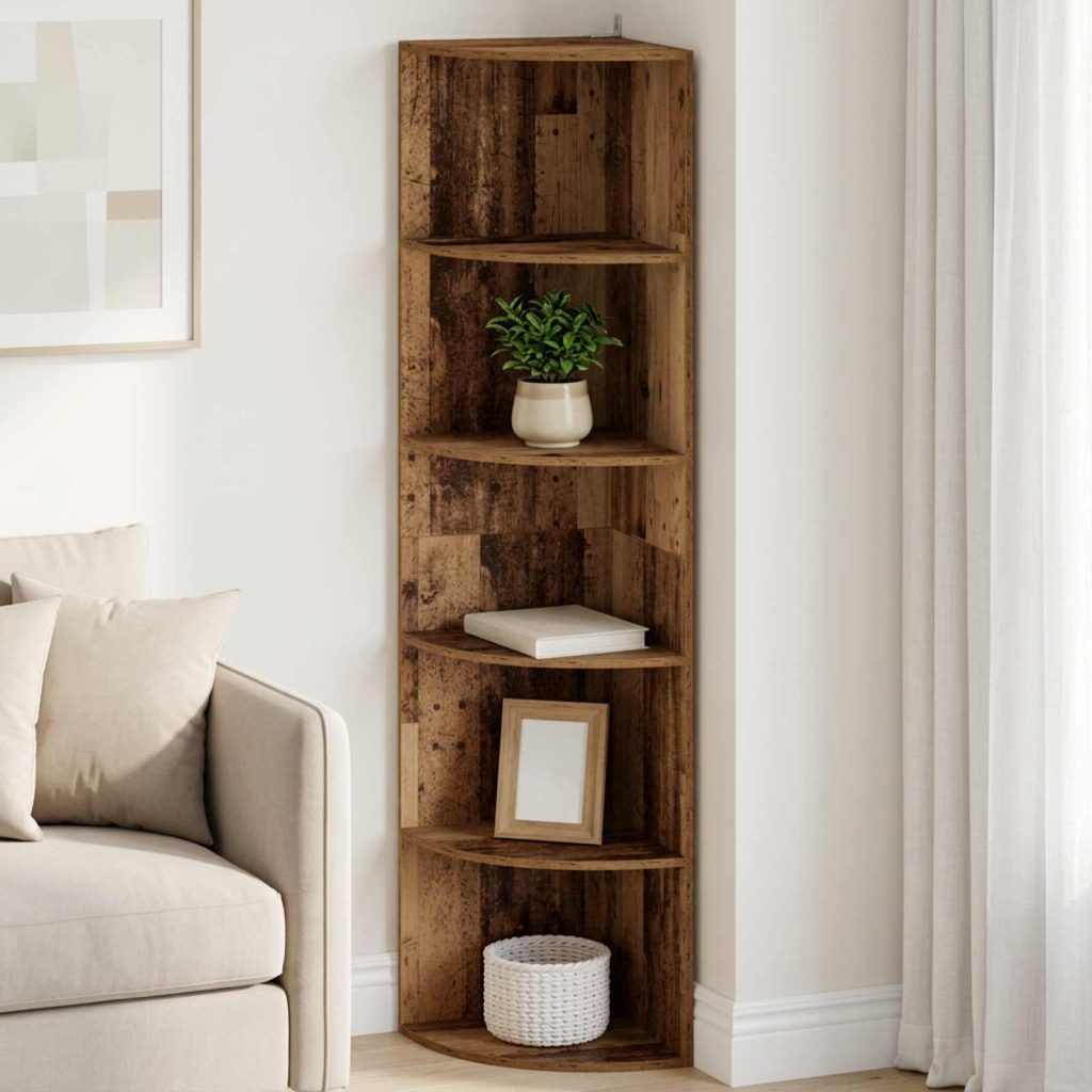 Kulmahylly 5 tasoa 41,5 x 41,5 x 178 cm Tekninen puu Vanha puu