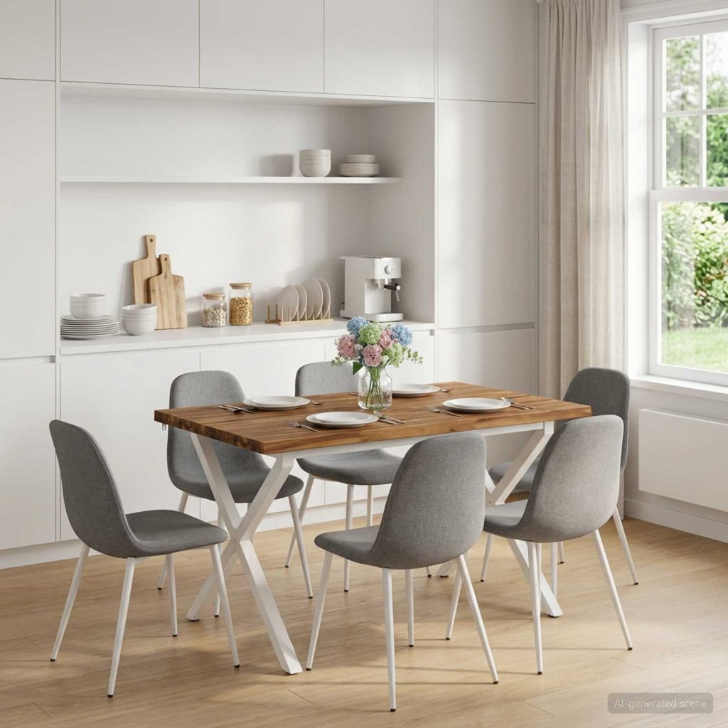 110 x 55 x 75 cm Tiheä akasiapuu Luonnollinen ja valkoinen